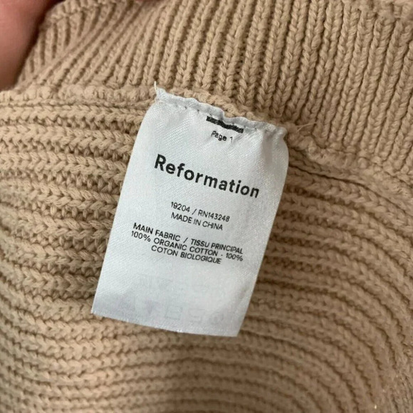 Reformation Beige Brown Knit Square Neck Tank Top Organic Cotton Crop 2X XXL - Picture 5 of 9